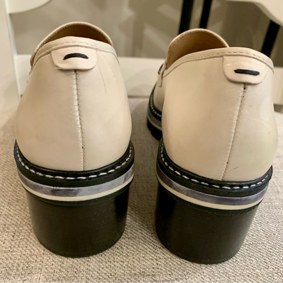 BNWOB Bernardo Bone Chunky Heeled Leather Loafers - Picture 4 of 7